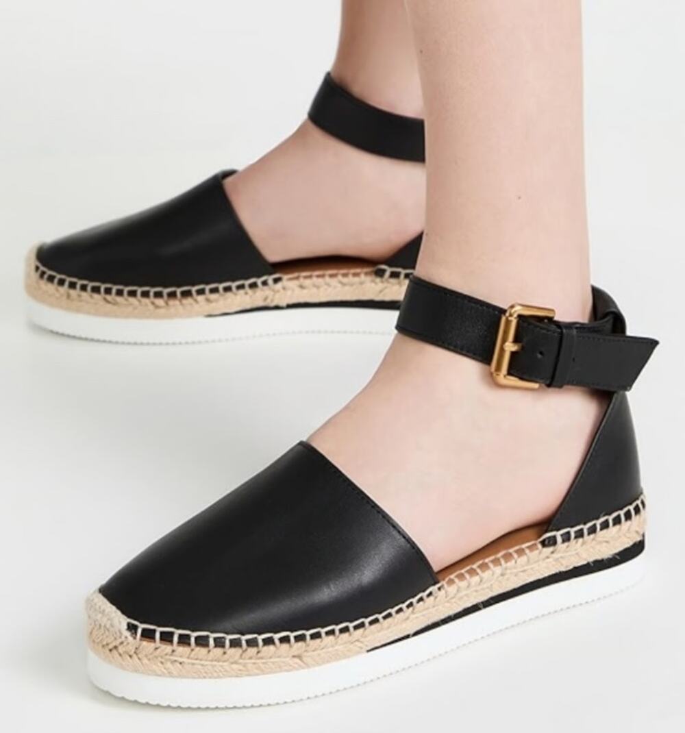 See by Chloé 39 Glyn platform espadrille sandals black